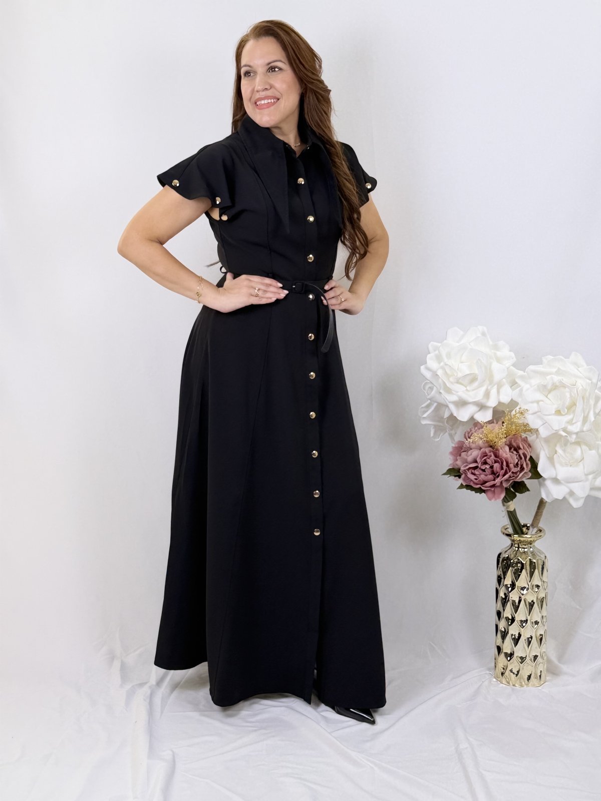 Sculpted Silhouette Maxi Dress black