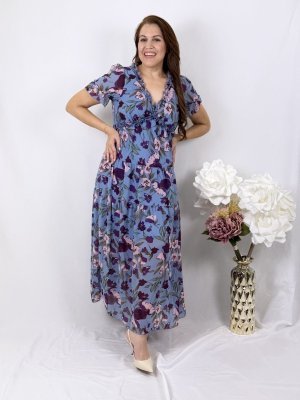 Skyblue Fiery Floral Maxi Dress — view 1