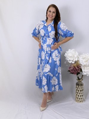 Skyblue white flower Dress — view 1