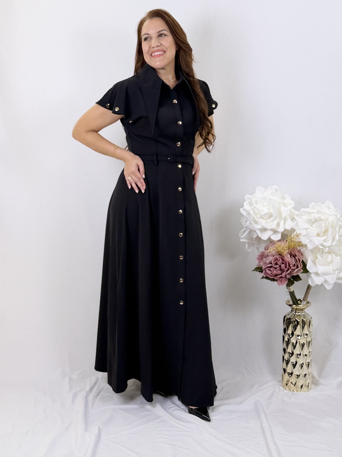 Sculpted Silhouette Maxi Dress black